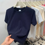 Summer Plus Size T Shirts for Women High Quality Solid Casual Female Korean Streetwear Tees Unisex Basic Solid Young Cool Tops