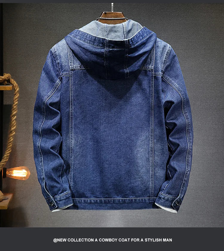 Veste Jean Homme À Capuche – Casual Manches Longues Printemps Été 2025
