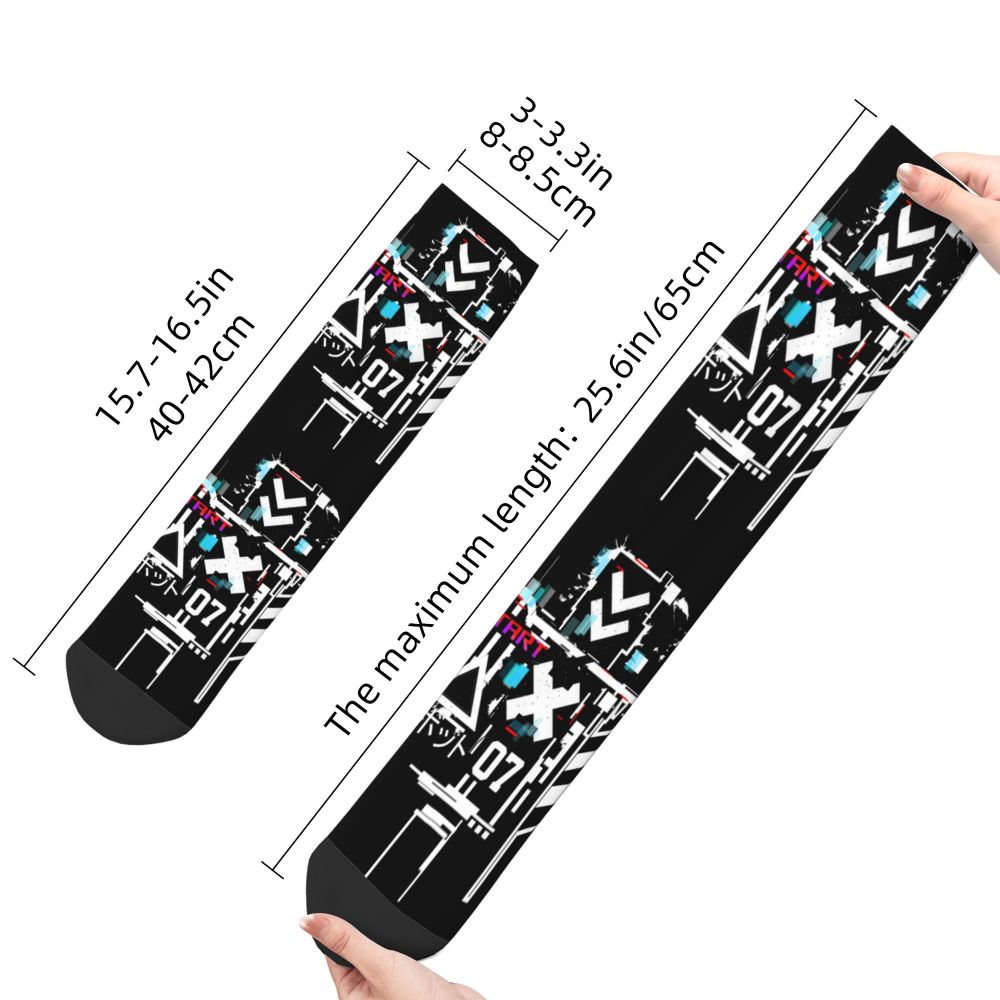 Techwear Men's Crew Socks Unisex Fun Japanese Future Tech Street Wear Style Spring Summer Autumn Winter Dress Socks