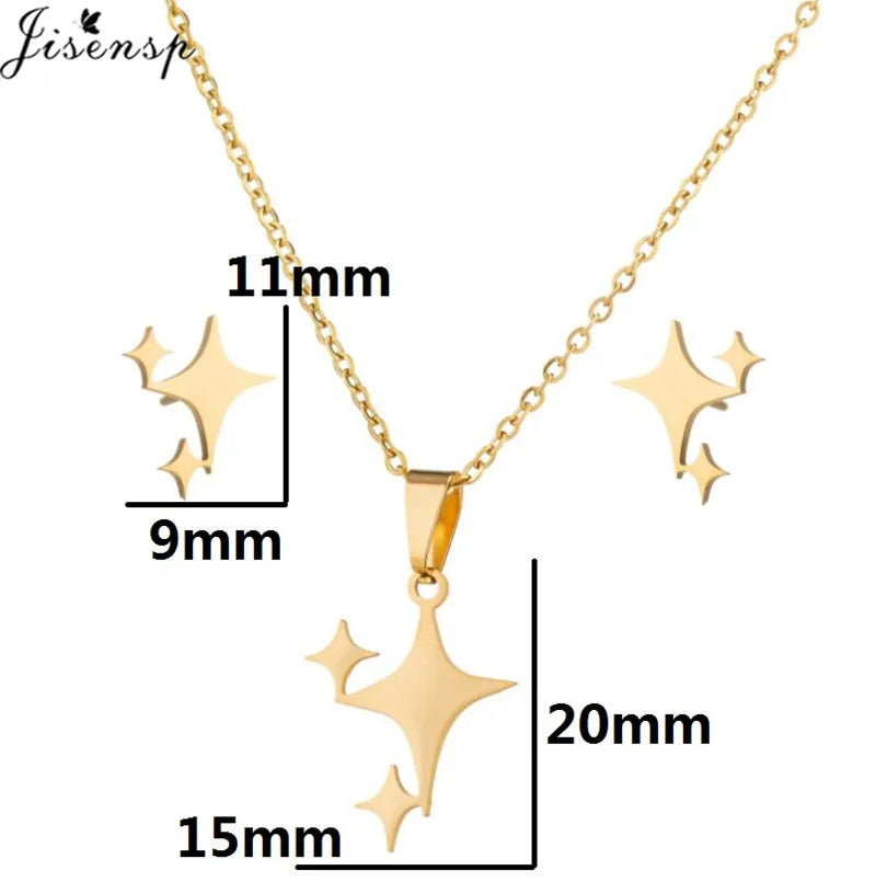 Parure Bijoux Femme Minimaliste – Collier + Boucles d’Oreilles Acier Inoxydable