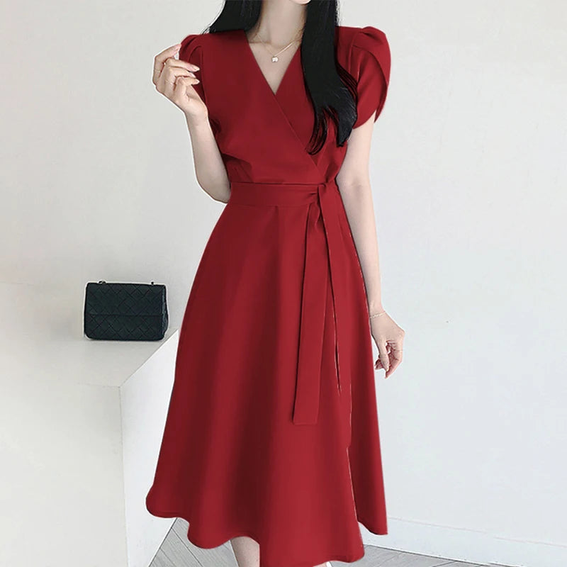 Women Fashion OL Work Sundress ZANZEA Elegant Summer Short Sleeve Dress Casual Solid A Line Vestido Kaftan Sarafans Robe Femme