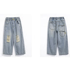 Jean enfant ample déchiré – Bleu délavé