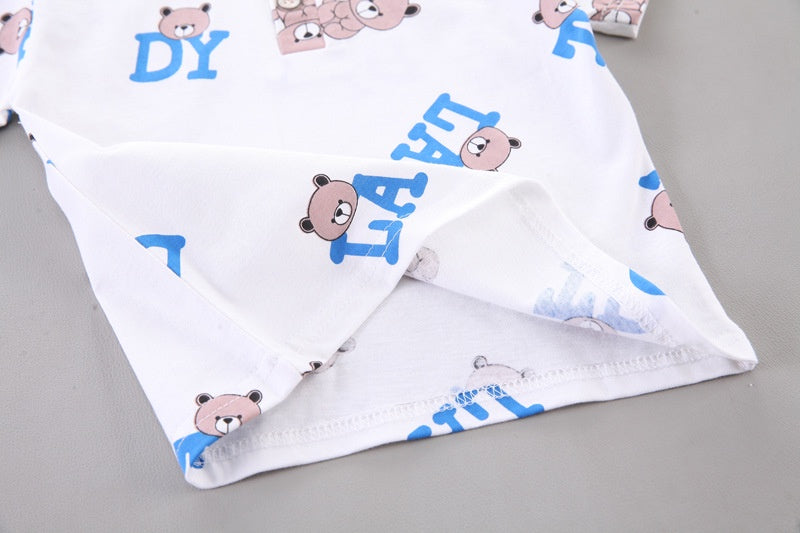 Summer Kids Baby Boys Cartoon Bear Suits Short Sleeve T-Shirt Shorts Casual Clothes Outfit Girls Clothing 2PCS/Set