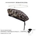 Unisex Fur Leopard Print Beret Men and Women Painters Hats Autumn Winter Warm Berets Flat Caps
