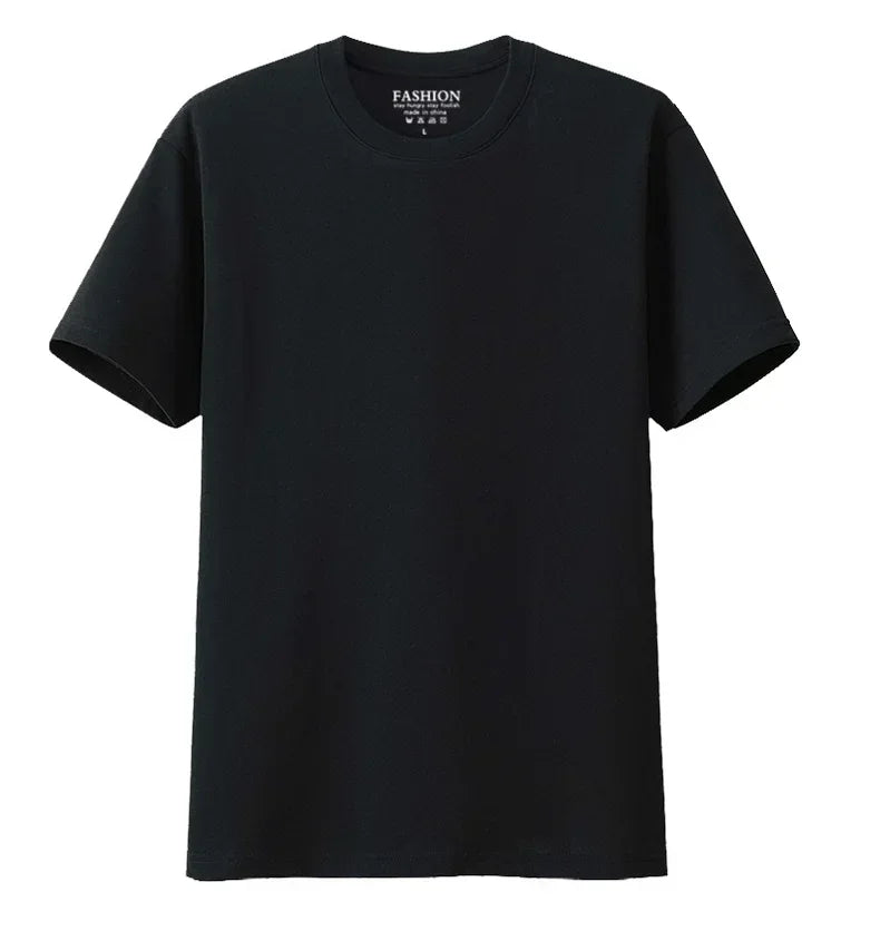 100% cotton Solid Tshirts Mens Short Sleeve Fashion Brand Trend White Black Clothing Tees Woman Customized Products Summer