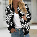 Veste Bomber Femme Imprimé Floral – Courte Zipée Casual Automne Hiver