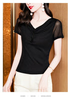 T-shirt femme col V – Manches courtes et coupe ajustée
