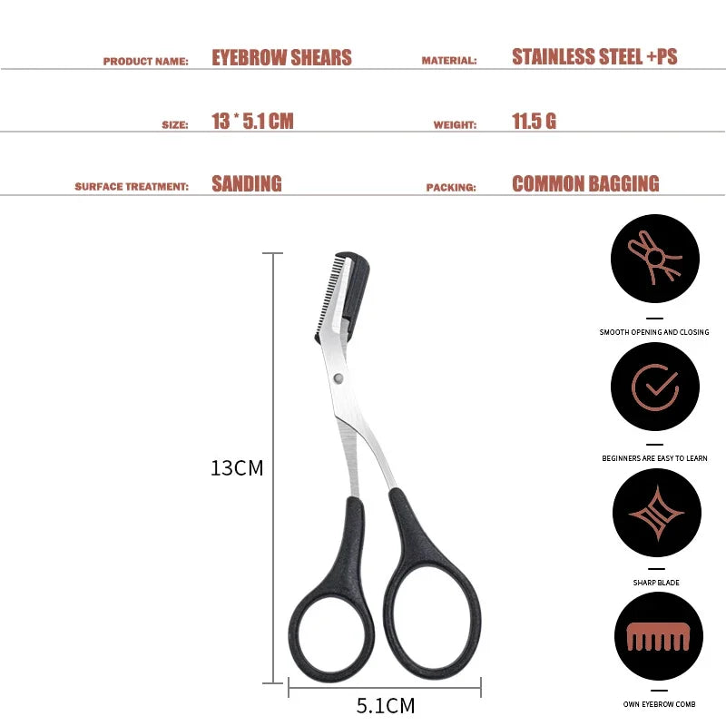 Eyebrow Trimmer Scissor Beauty Products for Women Eyebrow Scissors with Comb Beauty Scissors  Stainless Steel Makeup Accessories