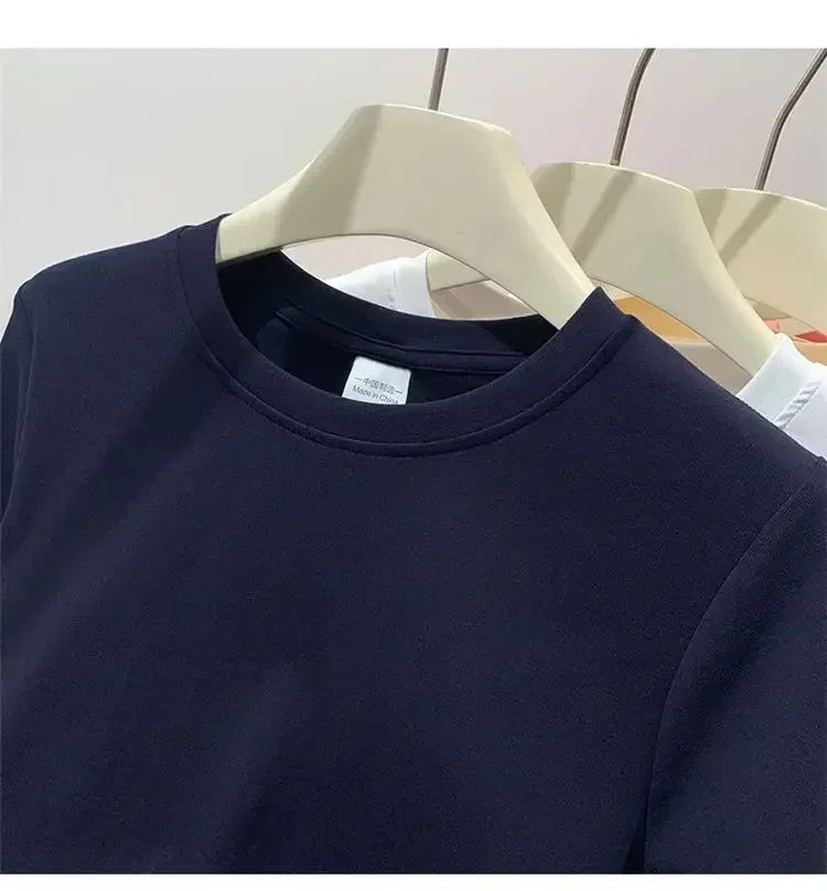 Summer Plus Size T Shirts for Women High Quality Solid Casual Female Korean Streetwear Tees Unisex Basic Solid Young Cool Tops