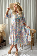 New Plus Size Women Boho Paisley Print Shirt Dress, Casual Flowy Ruffle Hem Long Dress for Summer Vacation Daily Wear
