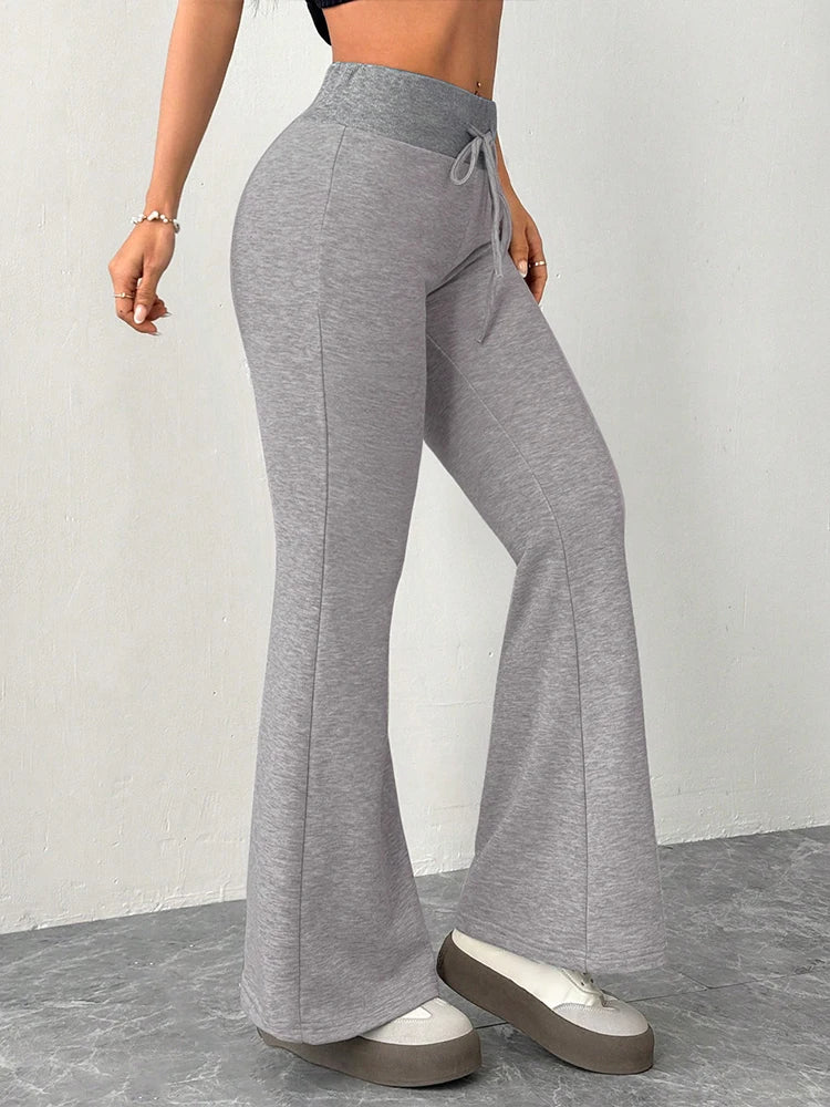 Summer New Women's Trousers Streetwear Fashion Casual Slim Versatile Lace-up Trousers Solid Sexy Elegant Female Pants Clothing