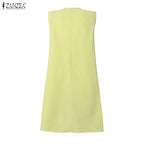 Women Bohemian Dresses Short Robe Solid Color Casual Loose Mini
