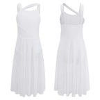 Women Ballet Dance Dress Adult Modern Contemporary Lyrical Dance Costumes Sleeveless Color Block Gymnastics Leotard Dancewear