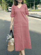 Robe femme ZANZEA col V – Manches courtes et coupe ample