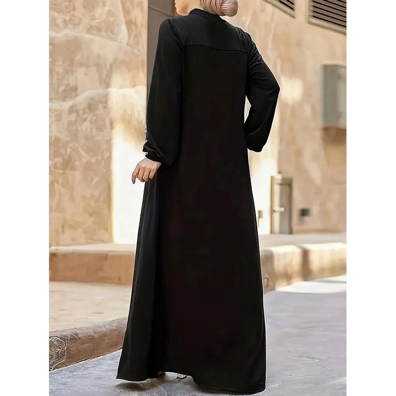 Robe noire femme mi-longue – Coupe ample en chiffon