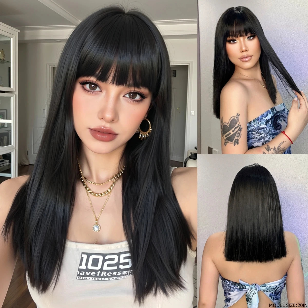 LOUIS FERRE Short Blonde Highlight Brown Bobo Wigs For Women Daily Cosplay Natural Straight Wig High Temperature Synthetic Wigs