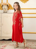 Children's Moroccan Robe Dress Girls Loose Casual Robe Embroidered