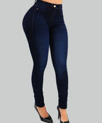 Jeans Donna Sexy Skinny Versatile Pocket Button Retro Trousers
