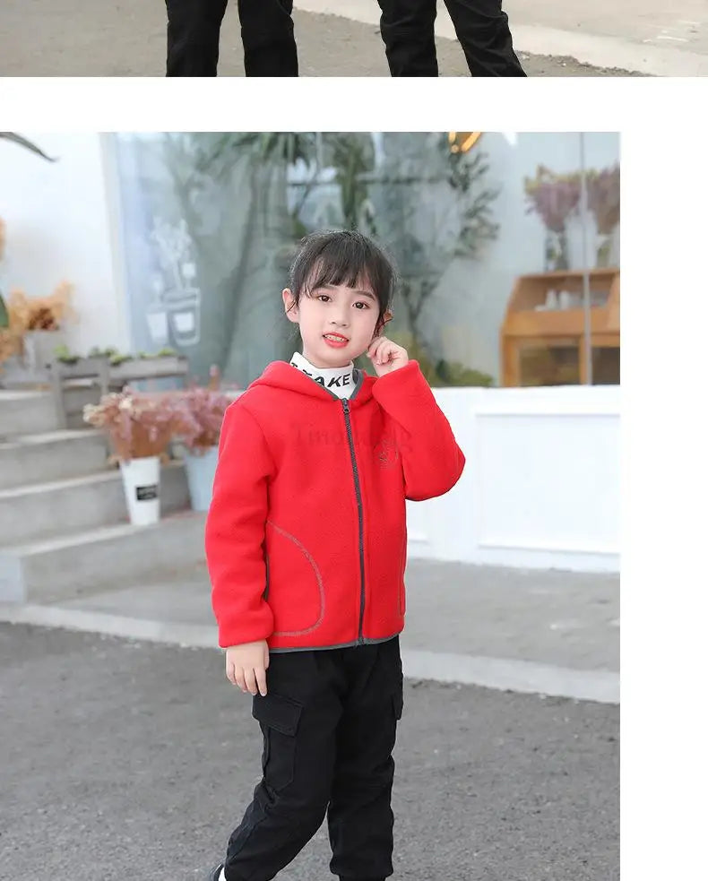 Manteau Polaire Enfant À Capuche – Double Polaire Chaud Zipé 2-14 Ans