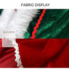 Christmas Elf Costume for Adults Men Women Couple Green Velvet Dress Suit Belt Hat Striped Stockings Xmas Party Cosplaywear