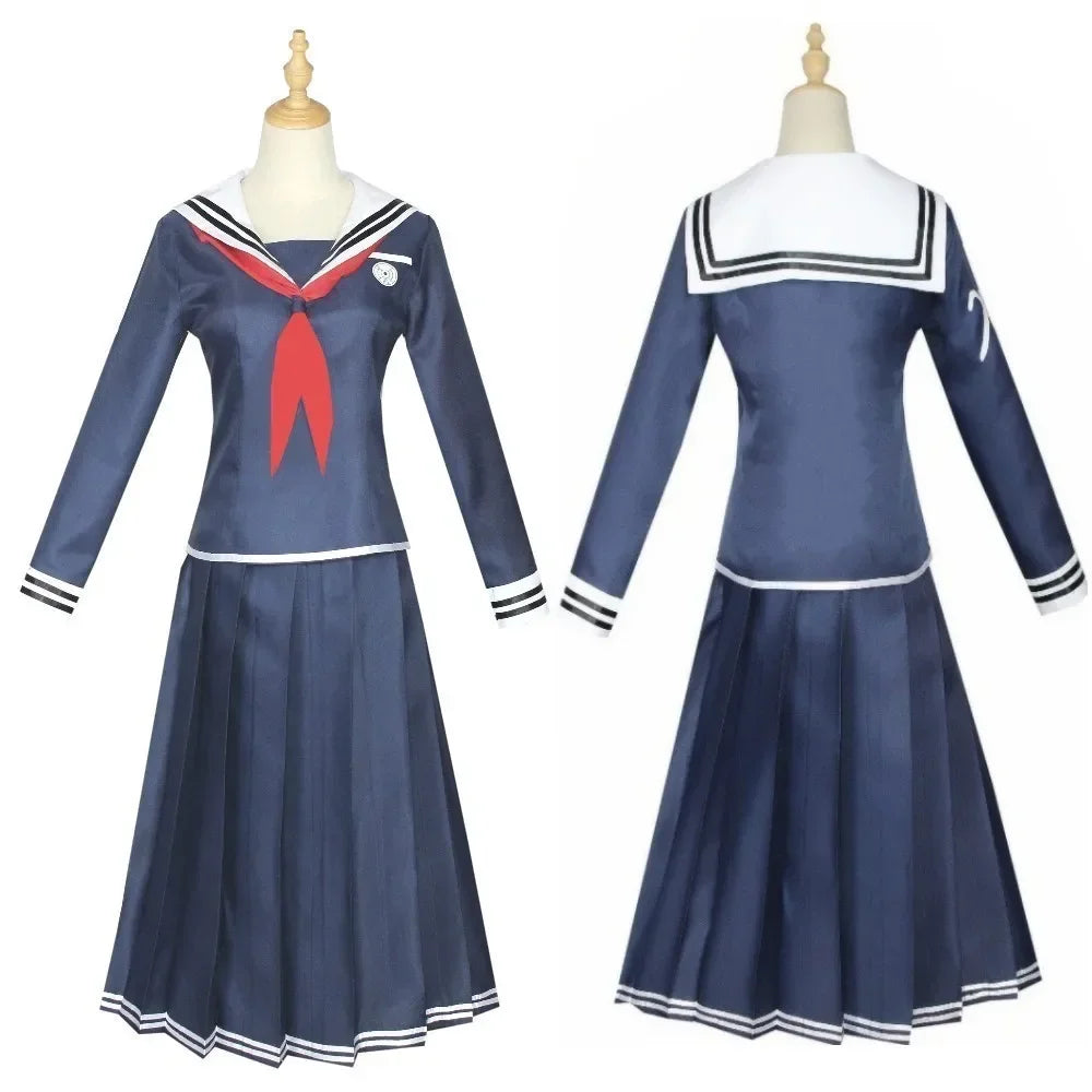 Adult Women Toko Fukawa Cosplay Costume Danganronpa JK Uniform with Glasses Halloween Carnival Dress Up Suit