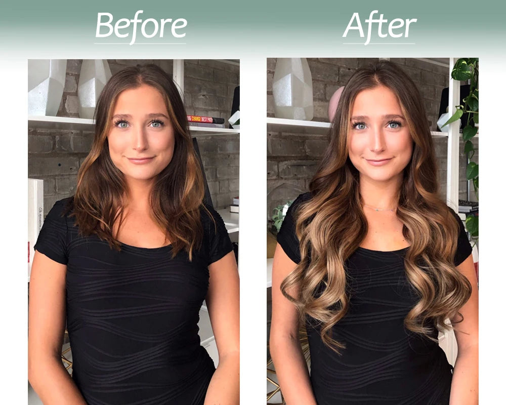 No Clips Natural Hair Extension Synthatic Artificial Long Straight Hairpiece Blonde Black Mixed Color False Hair Piece For Women