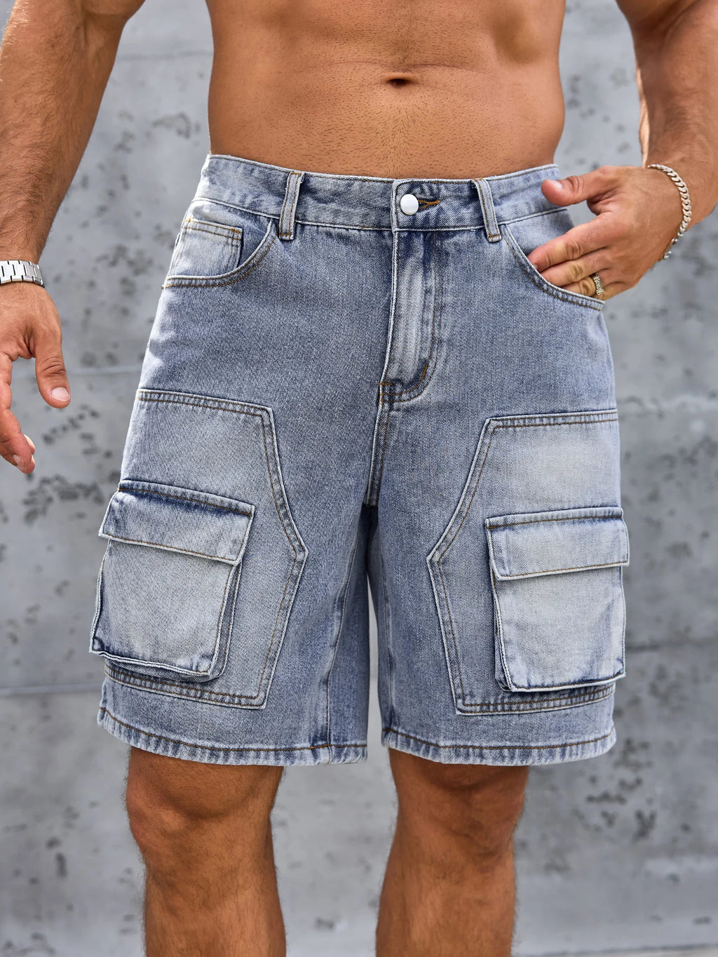 Short en denim homme bleu – Coupe droite streetwear