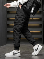 Thickened Lamb Velvet Men's Winter Outdoor Wear Windproof Coldproof Fleece Lined Trousers Large Size Warm Waterproof down Cot...