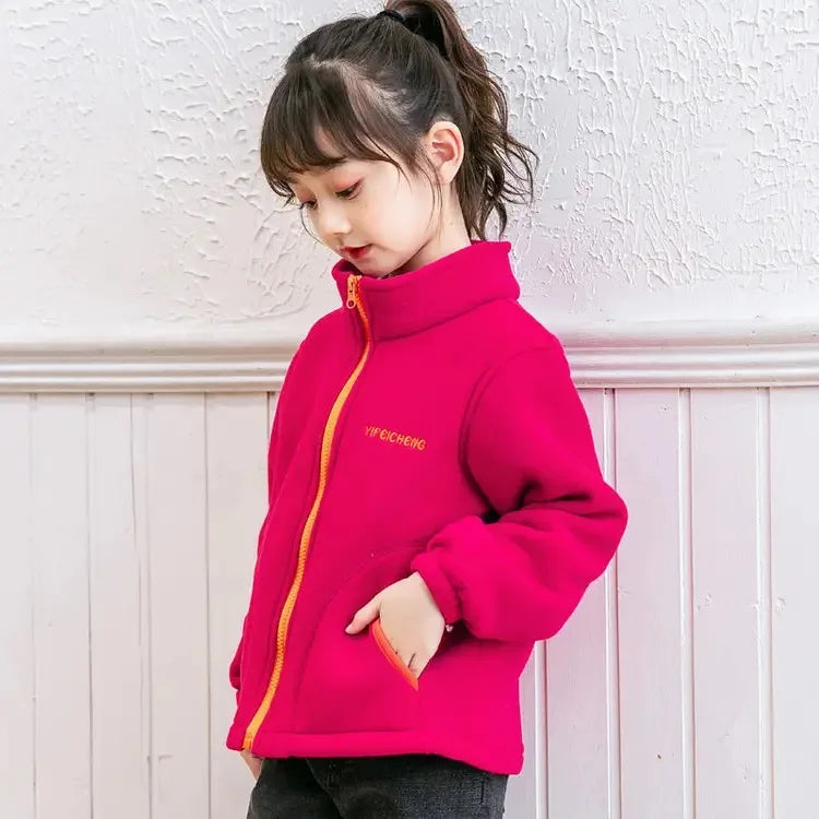 Manteau Polaire Enfant À Capuche – Double Polaire Chaud Zipé 2-14 Ans