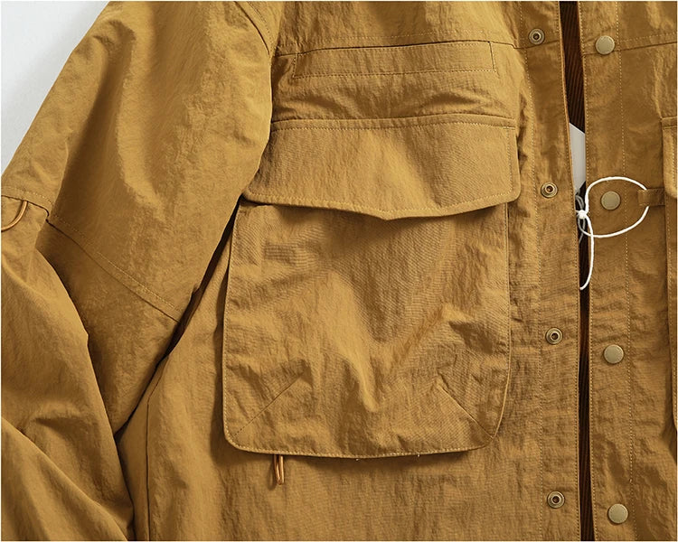 Veste Cargo Réversible Homme A+B – Poches Multiples Casual Américain Automne Hiver