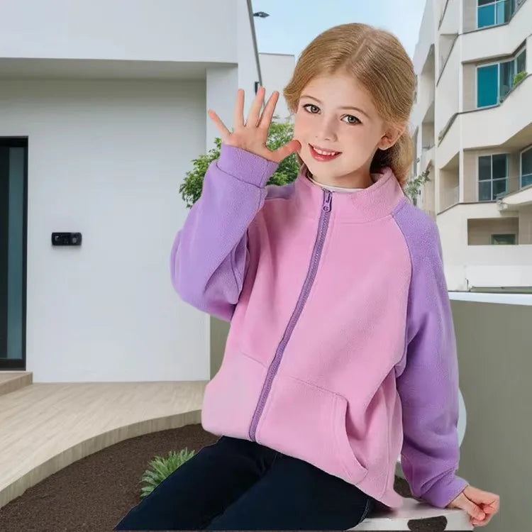 Manteau Polaire Enfant À Capuche – Double Polaire Chaud Zipé 2-14 Ans