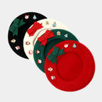 Fashion Christmas Beret Hat Red Green Sweet Christmas Beret Hat Wool Felt Dress Up Xmas Painter Hat New Year Gifts