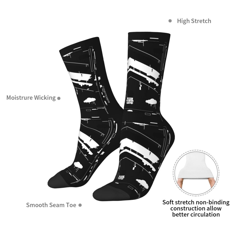 Techwear Men's Crew Socks Unisex Fun Japanese Future Tech Street Wear Style Spring Summer Autumn Winter Dress Socks
