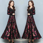 Spring Autumn New Women Dress Elegant Temperament Long A-Line Dress