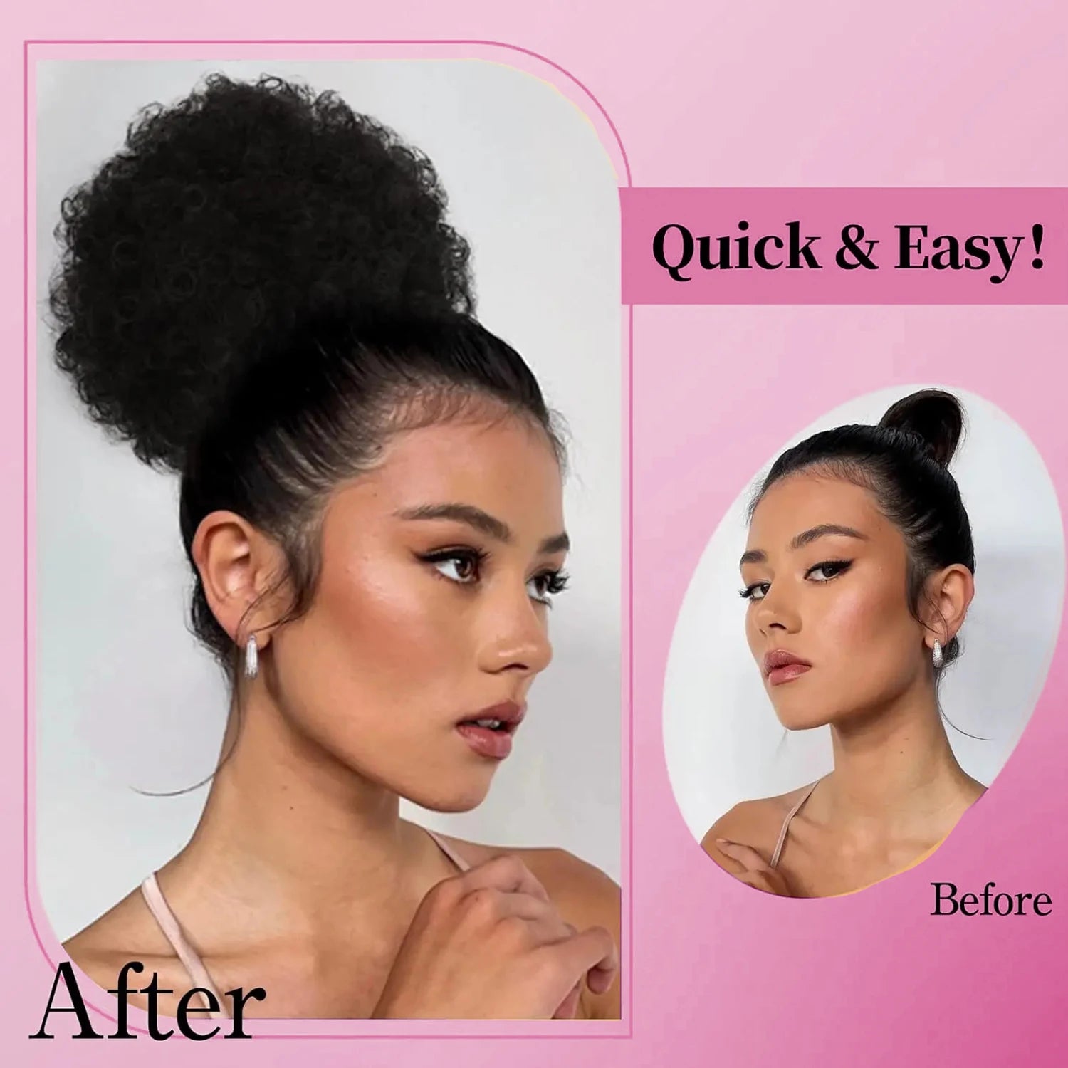 1Pc Afro Puff Drawstring Ponytail Short Kinky Curly Afro Ponytail Synthetic Hair Puffs Afro Bun Ponytail for Black Women