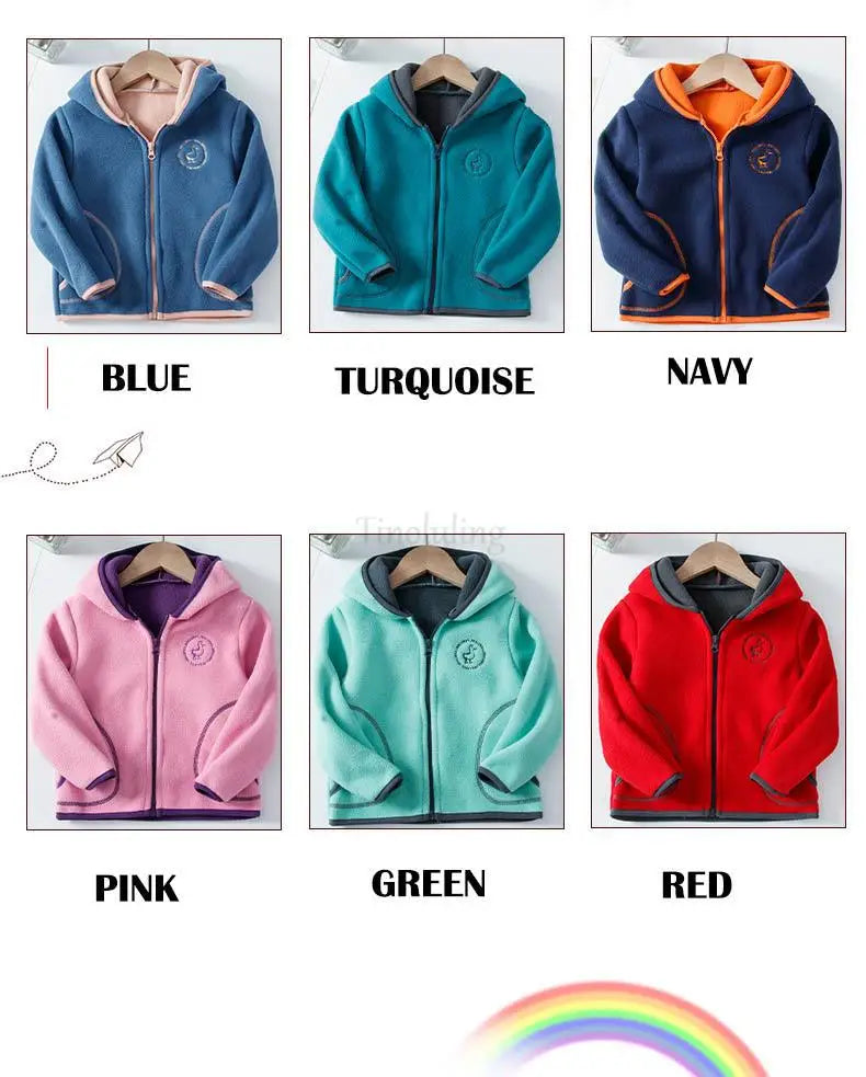 Manteau Polaire Enfant À Capuche – Double Polaire Chaud Zipé 2-14 Ans