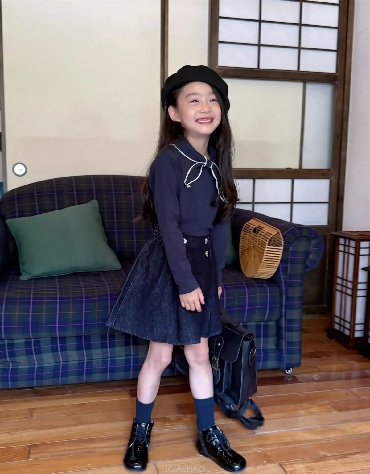 Teen Girl Clothes Children  Waist Shell Button Denim Skirt and Top Kids Versatile Casual Outfits Costumes Vintage Girls Elastic