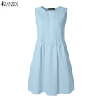 Women Bohemian Dresses Short Robe Solid Color Casual Loose Mini