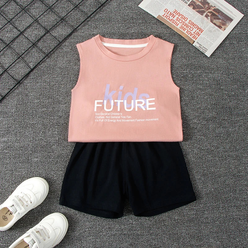 Children's Summer T-shirts Boys Girls Vests Sleeveless Cartoon Tee Tops 100% Cotton Comfortable Kids T-shirt Clothes Fashion New