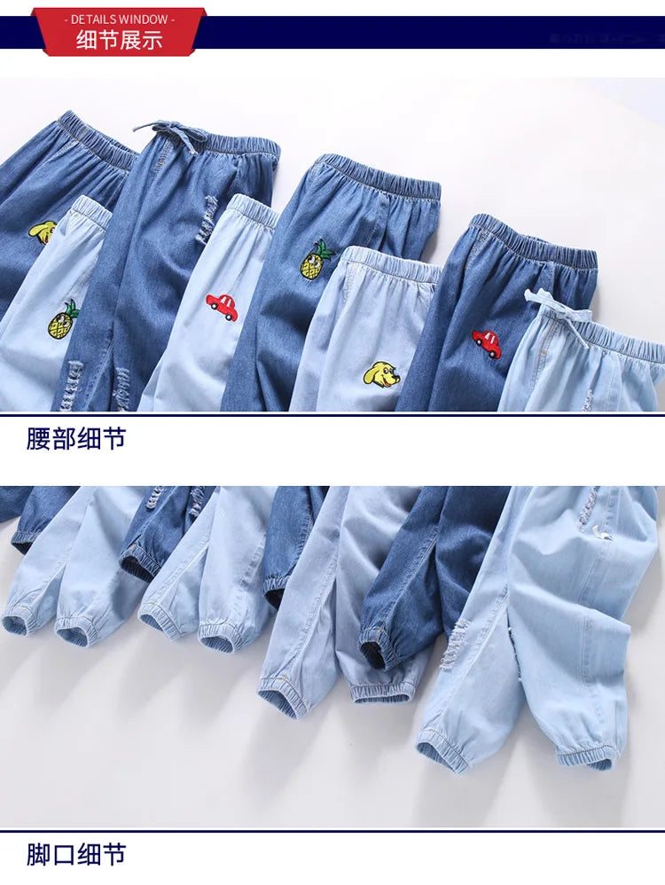 Summer kids girls boys baby clothes outer wear thin loose denim trousers for toddler girls children's clothing jeans pants