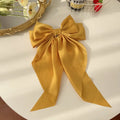 Korean Accessories Hair Clips for Women Girls Big Bowknot Solid Satin Long Ribbon Bows Spring Clamp Barette Cheveux Femme 2023