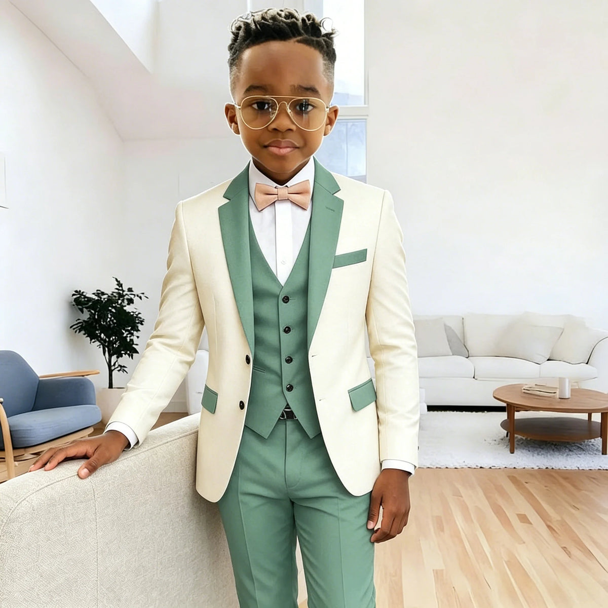 Boys Suits Jacket Vest Pants 3 Piece Set Formal Wedding Tuxedo Fashion Clothes for Kids Notched Lapel Blazer Child Clothes