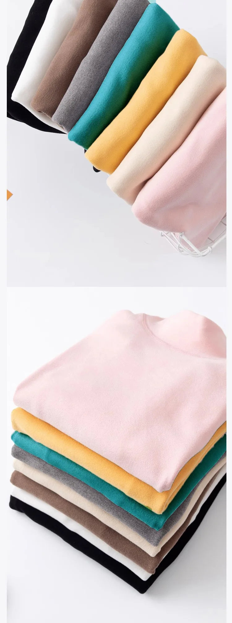 Children's Clothing Boys Girls Winter Thermal T-shirts Turtleneck Solid Long Sleeve Soft Warm Fleece Bottoming Shirts Kids Tops