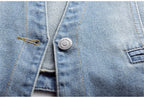 Gilet en jean femme – Col V et fermeture boutonnée