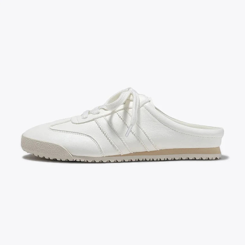 Mules Sneaker Femme – Talon Intérieur 5cm Bout Fermé Blanc Été