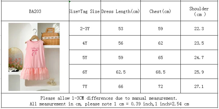 Kids Dresses for Girls Summer Casual Bow Print Vest Skirt  Children's Clothes Girl Clothes