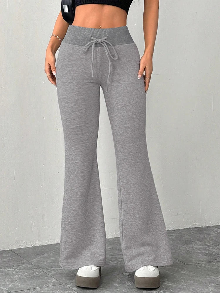 Summer New Women's Trousers Streetwear Fashion Casual Slim Versatile Lace-up Trousers Solid Sexy Elegant Female Pants Clothing