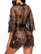 Women Sexy Lingerie Erotic Transparent V-Neck Lace Babydoll Nightwear