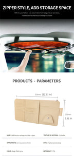 Organisateur de pare-soleil voiture – Poches et rangement zippé