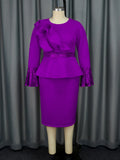 Robe femme à volants – Coupe fourreau et manches longues